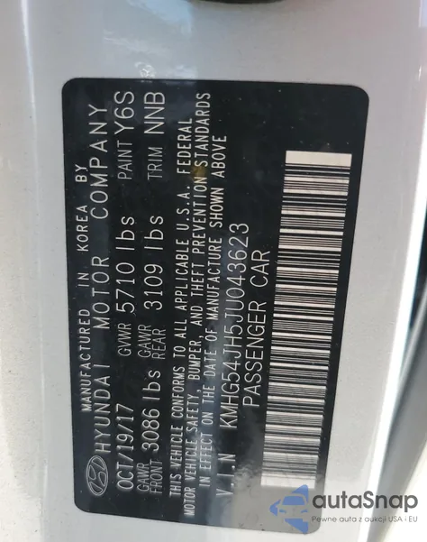 2018 Genesis G90 Ultimate z USA, uszkodzony, nr VIN KMHG54JH7JU043168